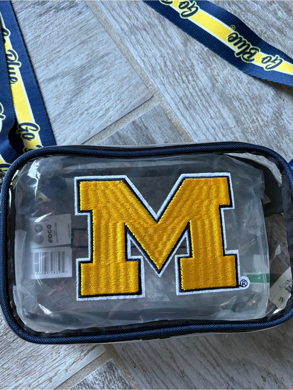 Clear Navy Crossbody Bag with Yellow Michigan